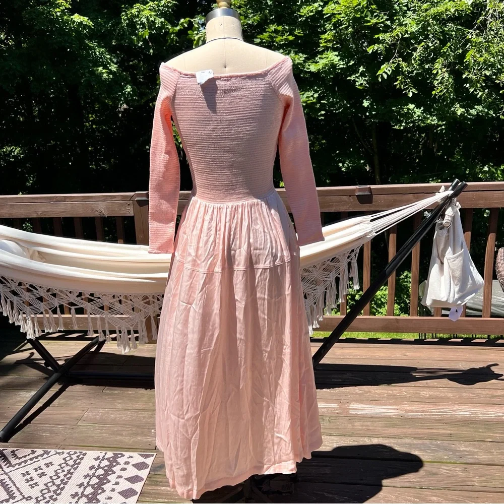 Free People Soft Pink Summer Satin Lucky Love Midi Dress Size X-Small